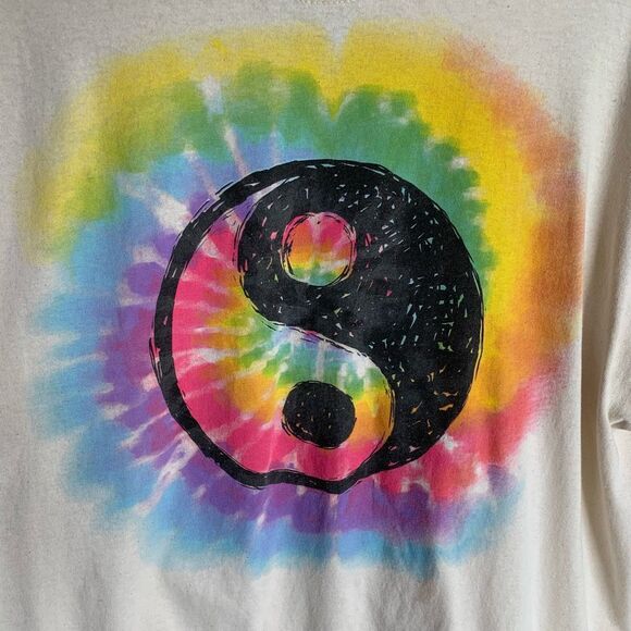 Tie Dye Yin Yang Graphic Tee Mens Size XL Vintage Y2K Festival Hippie Boho DOM - Picture 6 of 15